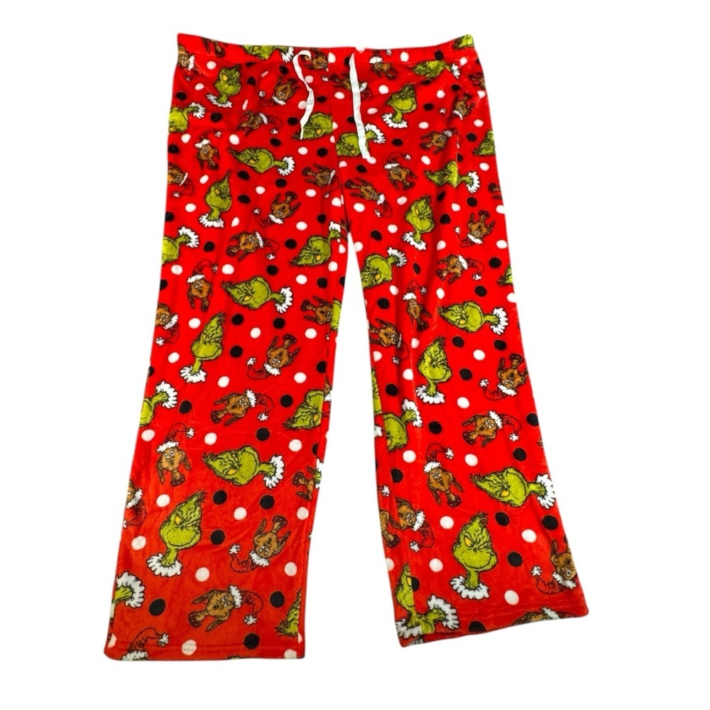 Dr. Seuss Grinch Christmas Pajama Pants Red Plush Fleece Womens 3XL NWT
